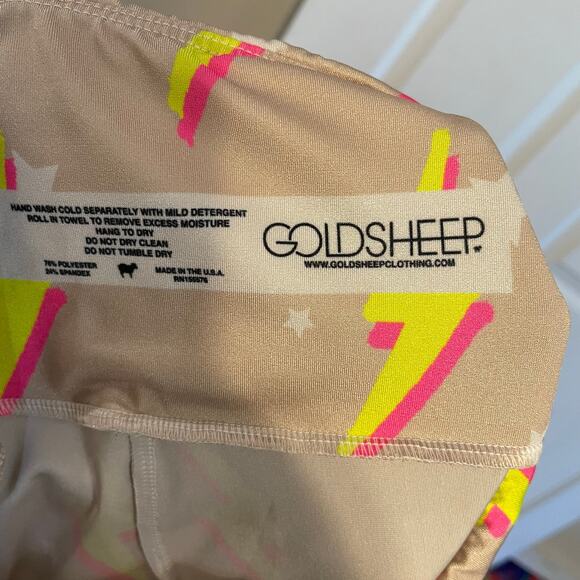 Goldsheep Nude Neon Bolts Leggings size Medium - Picture 4 of 15